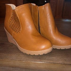 Camel Wedge Booties